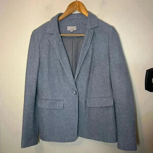 LOFT Herringbone Heathered Blue Blazer with Elbow Patches Size 6